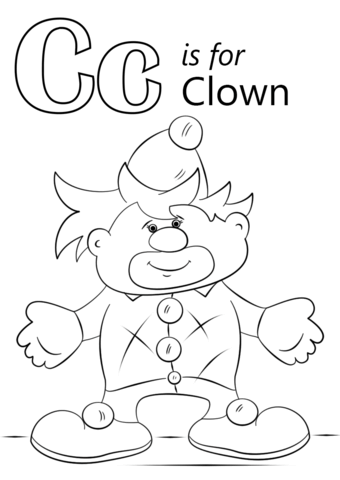 Letter C Is For Clown Coloring Page